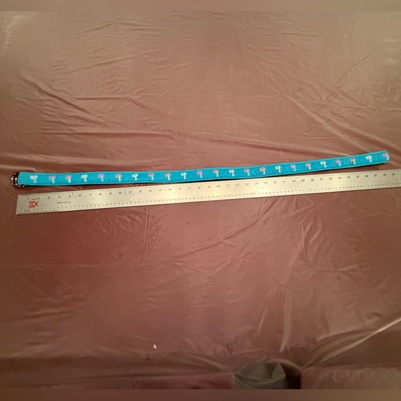 Douglas Paquette Teal neon Palm Tree 1” D Ring Canvas Belt Size Small - Picture 7 of 7